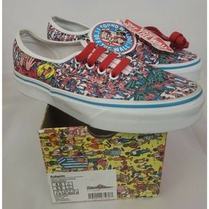 VANS Authentic Shoes Where's Waldo? Land of Waldos W 5.5 M 4 New Red Multicolor